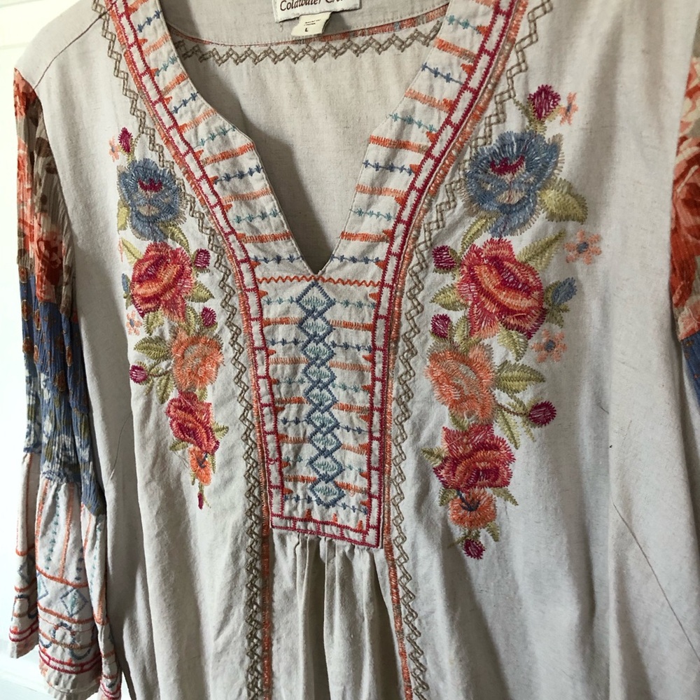 Colorful Embroidered Women's Top Coldwater Creek sz L